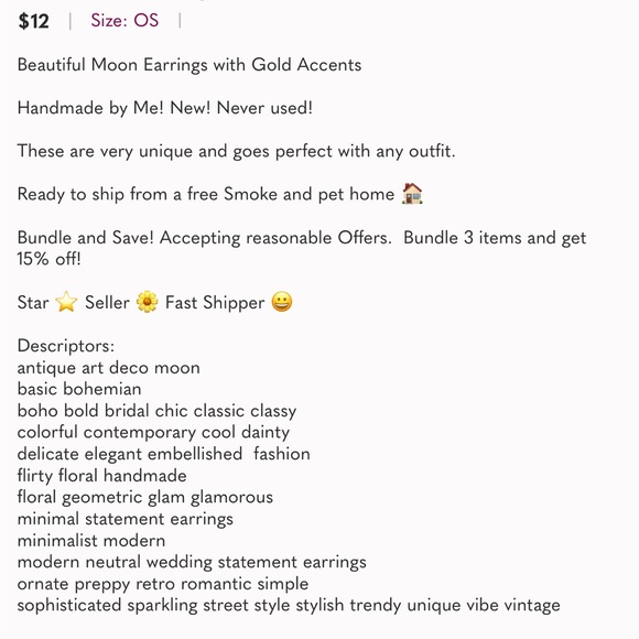 Beautiful Grey Marble-like Moon Shaped earrings with Gold hardware. NWOT - Picture 3 of 3